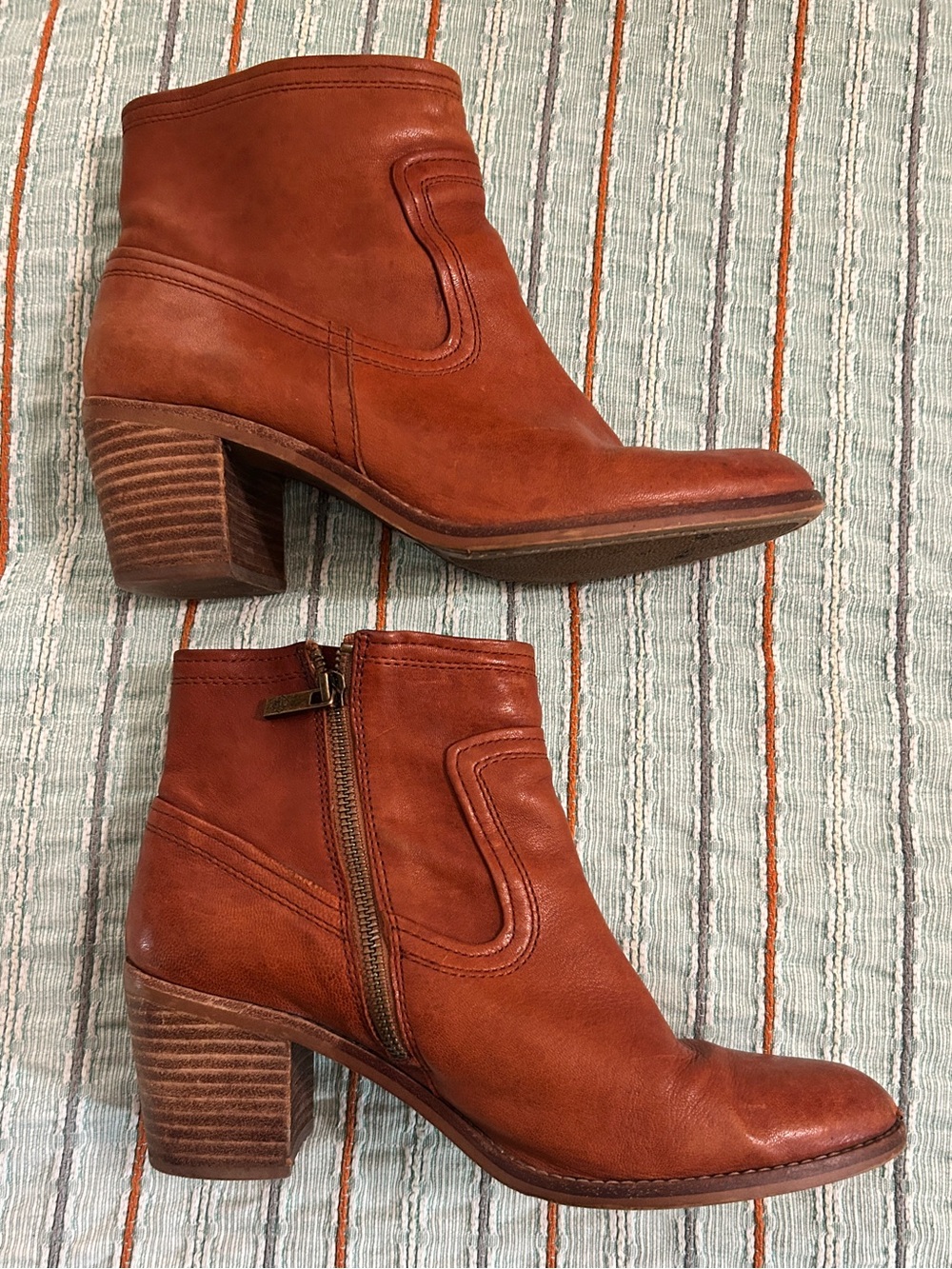 Arturo Chang Leather Ankle Boot in Cognac Brown